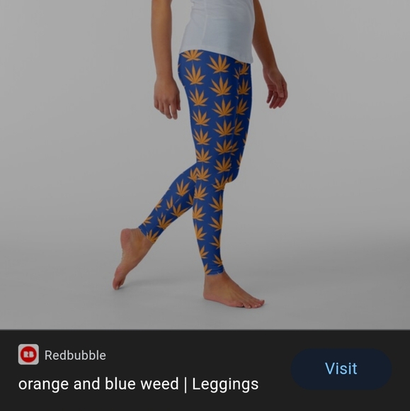 Blue and orange pot leaf leggings - Picture 3 of 4